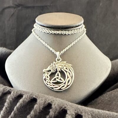Celtic Dragon with Trinity Knot Necklace