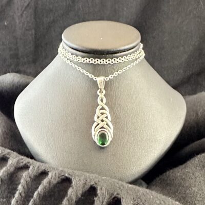 Celtic Irish Weave with Synthetic Emerald Necklace