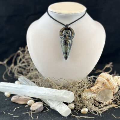 Black & Green Jade Mother Earth 2" Pendant