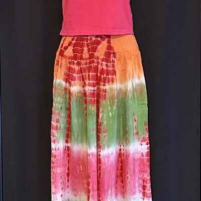 Orange, Green & Pink Tie Dye Harem Pants