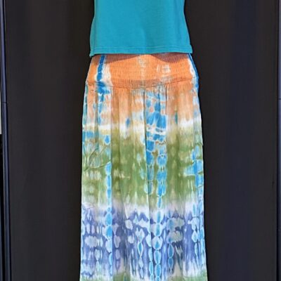 Orange, Green & Blue Tie Dye Harem Pants